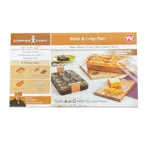 NIB Copper Chef Bake And Crisp Pan 4 Piece Set Non Stick